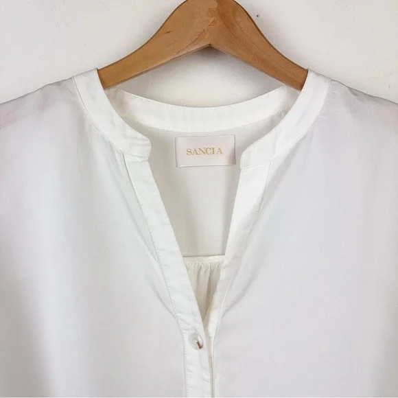 Sancia Long Sleeve White / Ivory Relaxed Fit Blouse Top Like New One Size - Picture 3 of 6